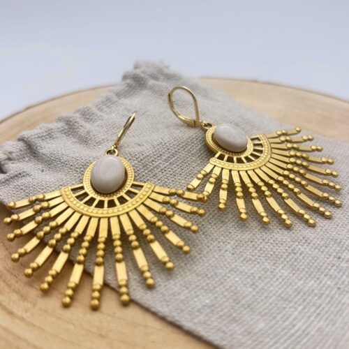 Boucles d'oreilles orientales "Crème rosé"
