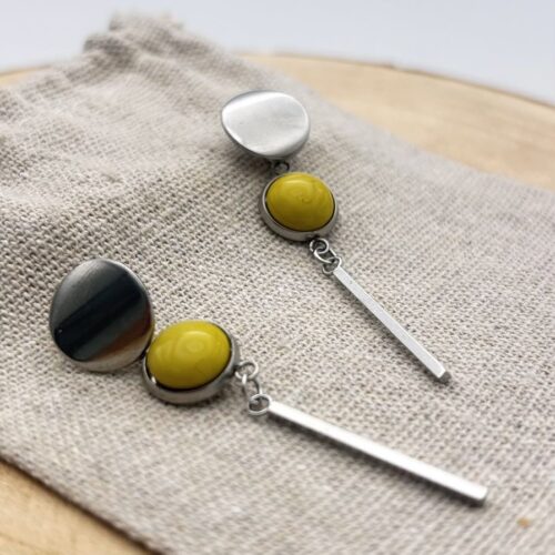 Clous d'oreilles pendants cabochon "Anis Unis"