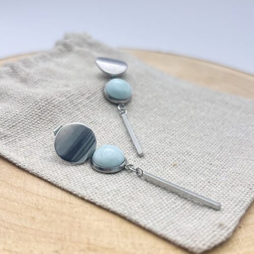 Clous d'oreilles pendants cabochon "Cielo Uni"