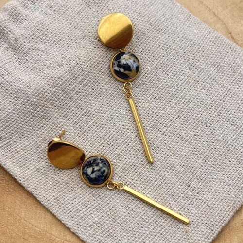 Clous d'oreilles pendants cabochon "Intense"