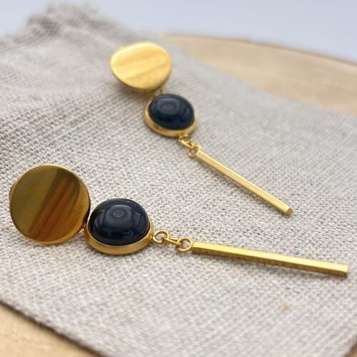 Clous d'oreilles pendants cabochon "Intense Uni"