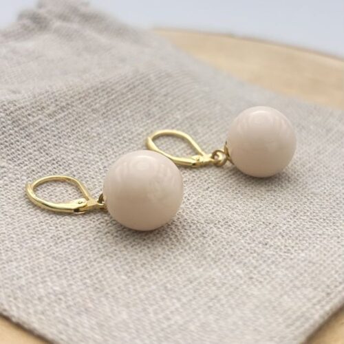 Boucles d'oreilles perles "Crème rosé"