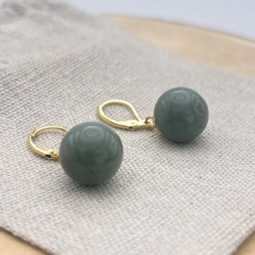 Boucles d'oreilles perles "Kaki Uni"