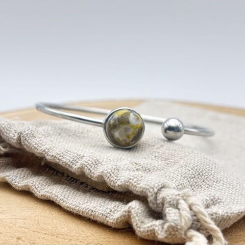 Bracelet jonc cabochon ajustable taille L "Anis"