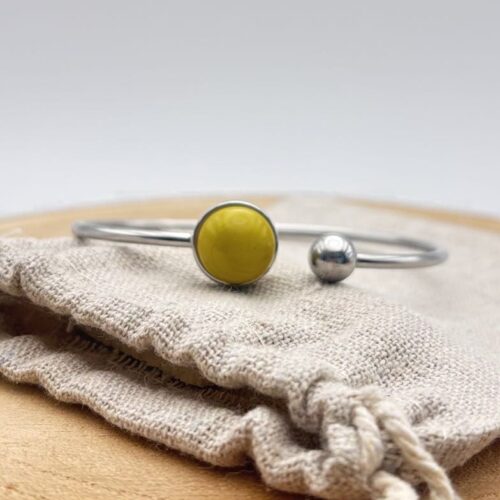 Bracelet jonc cabochon ajustable taille L "Anis Uni"