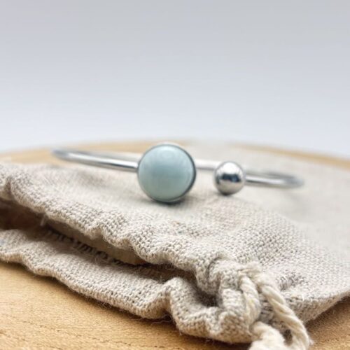 Bracelet jonc cabochon ajustable taille L "Cielo Uni"