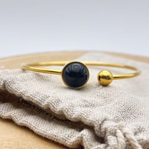 Bracelet jonc cabochon ajustable taille L "Intense Uni"