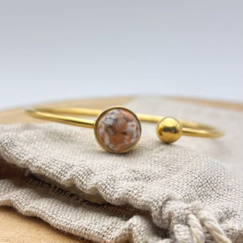 Bracelet jonc cabochon ajustable taille L "Nude"