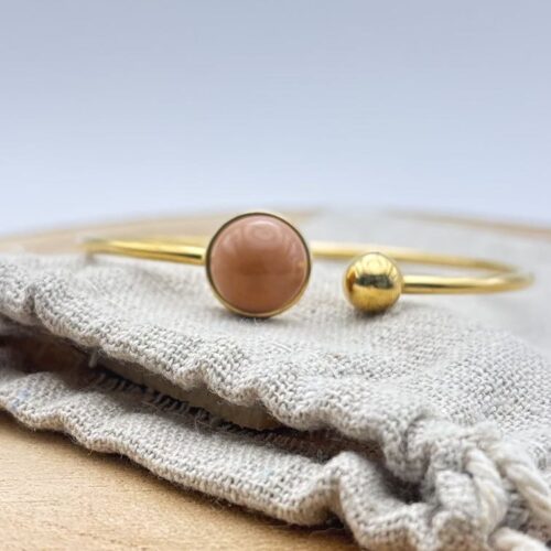 Bracelet jonc cabochon ajustable taille L "Nude Uni"