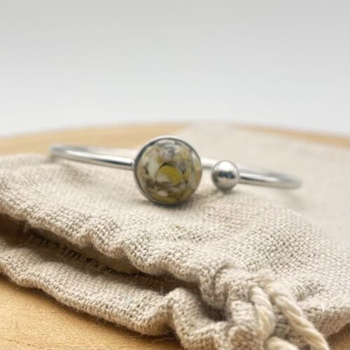 Bracelet jonc cabochon ajustable taille S/M "Anis"