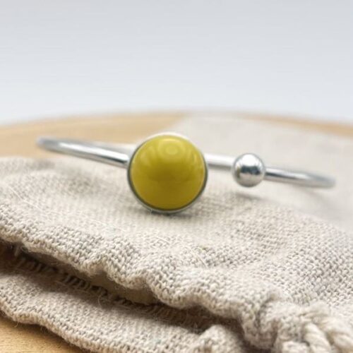 Bracelet jonc cabochon ajustable taille S/M "Anis Uni"