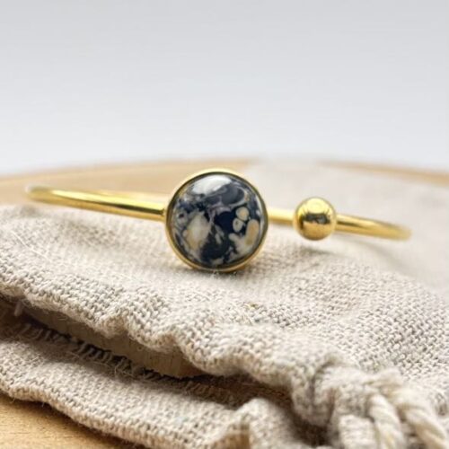 Bracelet jonc cabochon ajustable taille S/M "Intense"