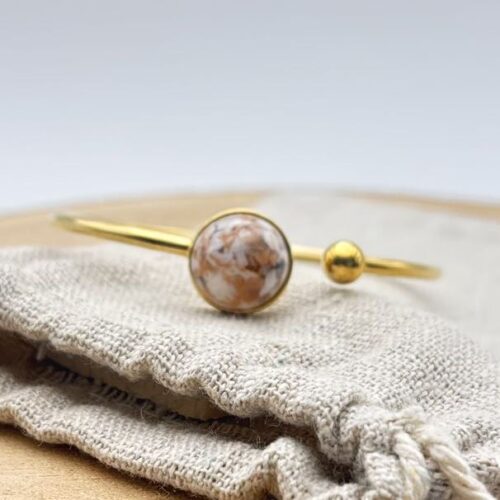 Bracelet jonc cabochon ajustable taille S/M "Nude"