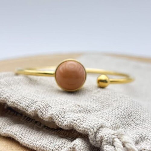 Bracelet jonc cabochon ajustable taille S/M "Nude Uni"