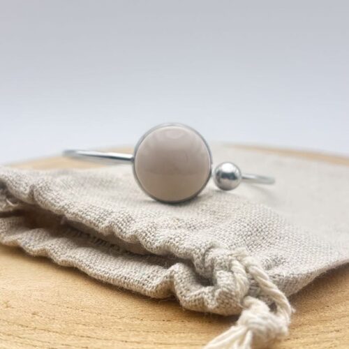 Bracelet jonc plat ajustable "Ivoire"