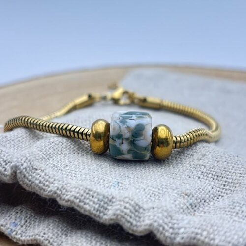 Bracelet Maille serpent "Kaki"