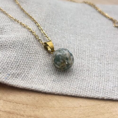 Collier petite perle "Kaki"