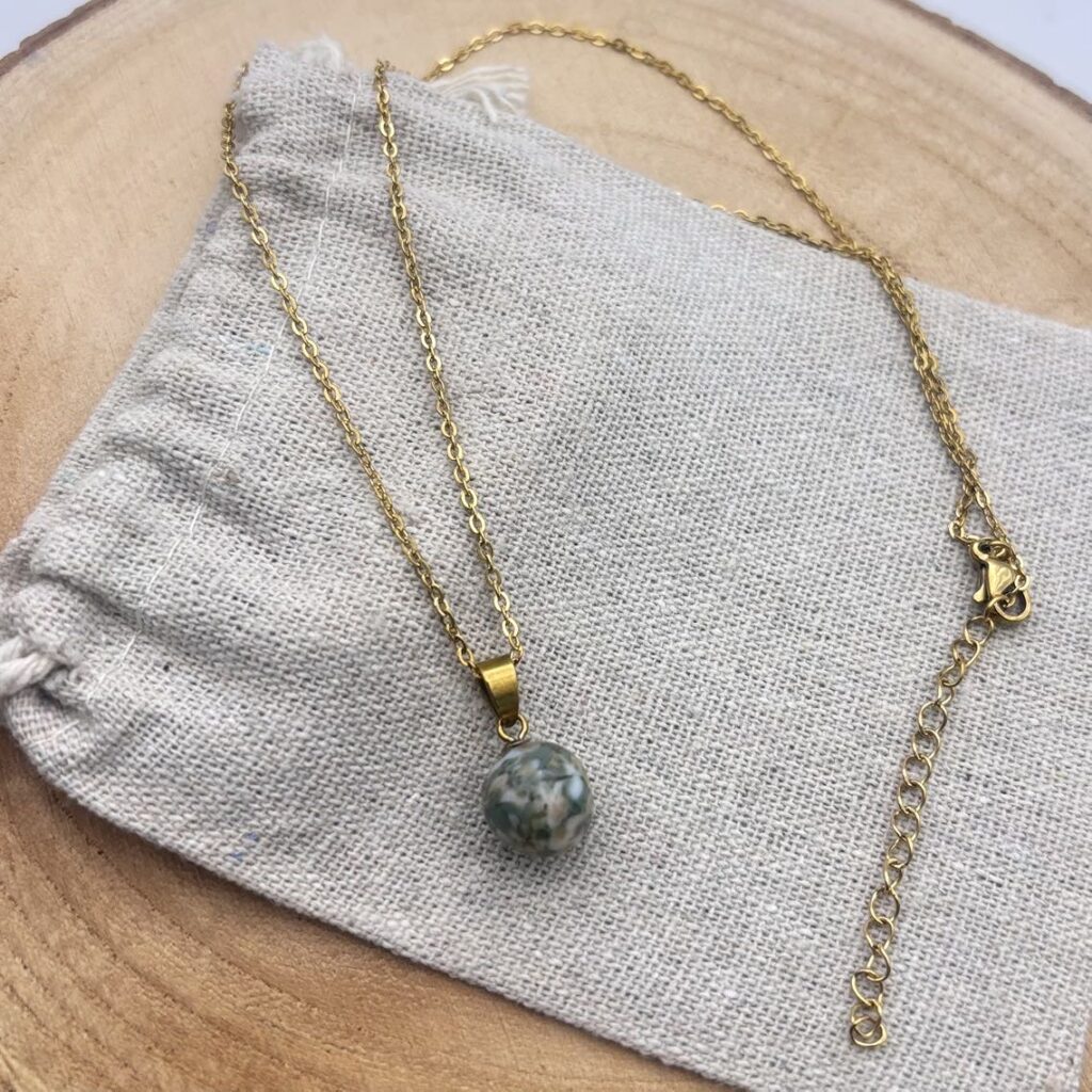 Collier petite perle "Kaki"