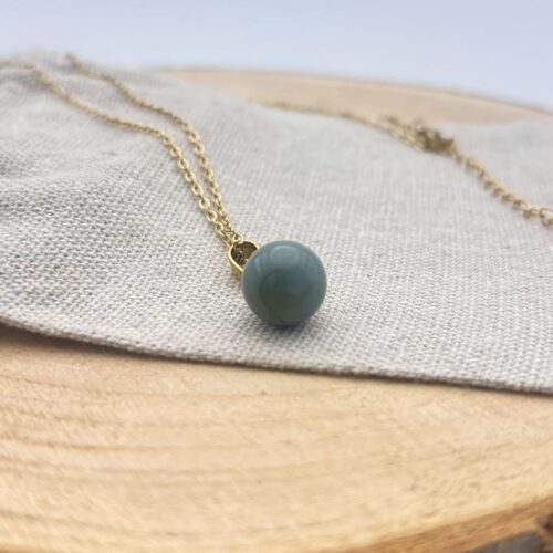 Collier petite perle "Kaki Uni"