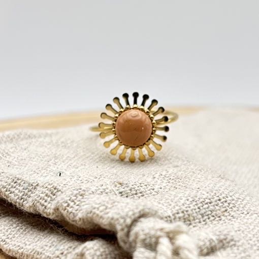Bague fleur ajustable "Nude Uni"