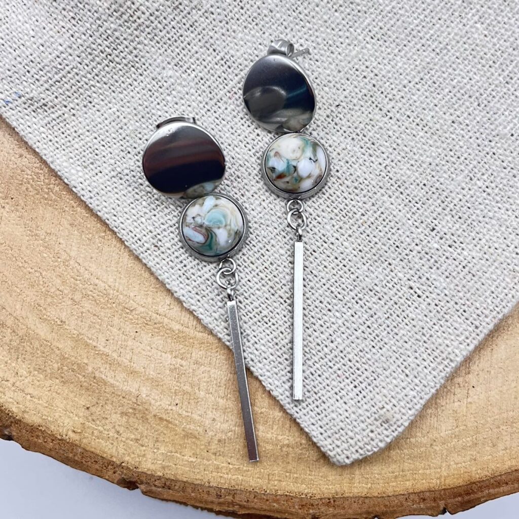 Clous d'oreilles pendants cabochon "Cielo"
