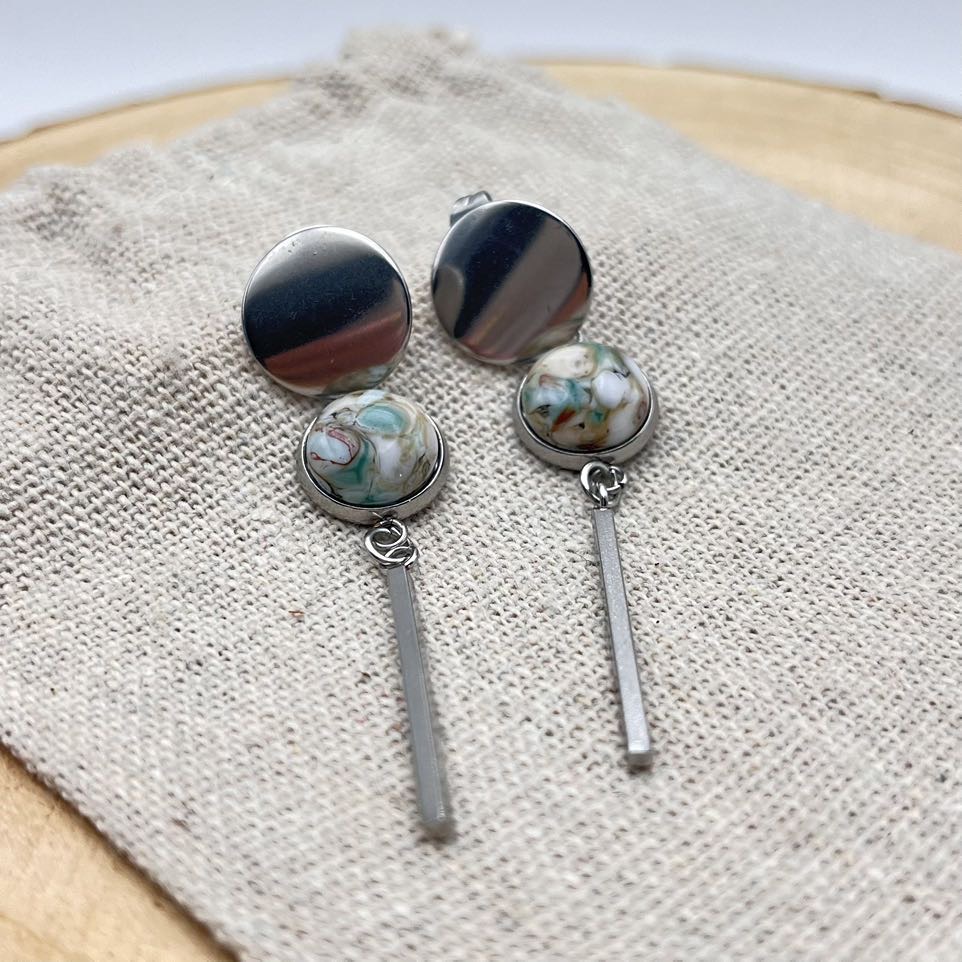 Clous d'oreilles pendants cabochon "Cielo"