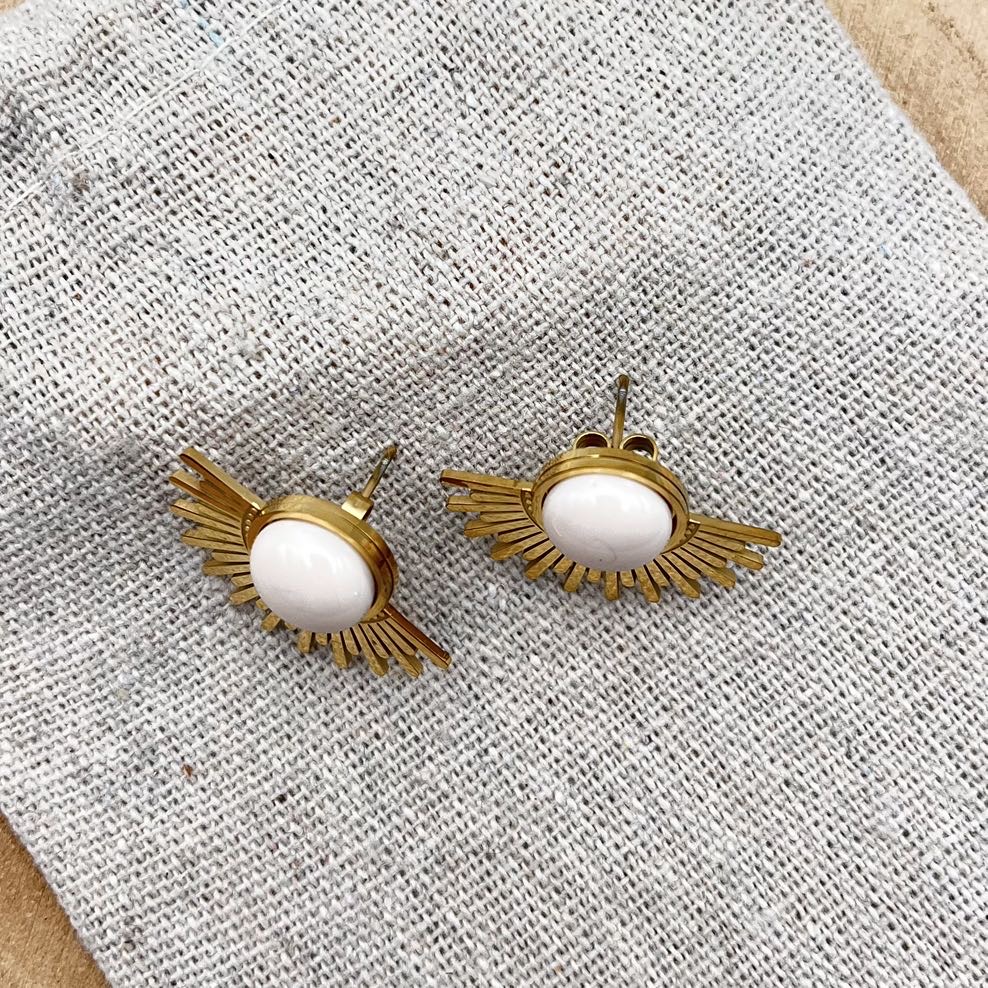 Clous d'oreilles Soleil "Crème rosé Uni"