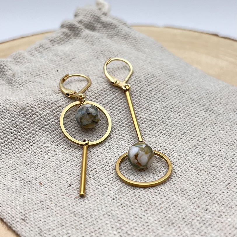 Boucles d'oreilles destructurées "Kaki"