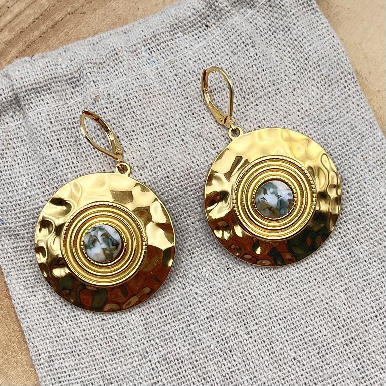 Boucles d'oreilles disques "Kaki"