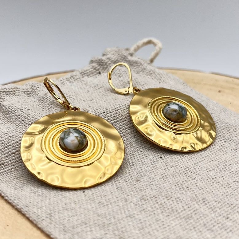 Boucles d'oreilles disques "Kaki"