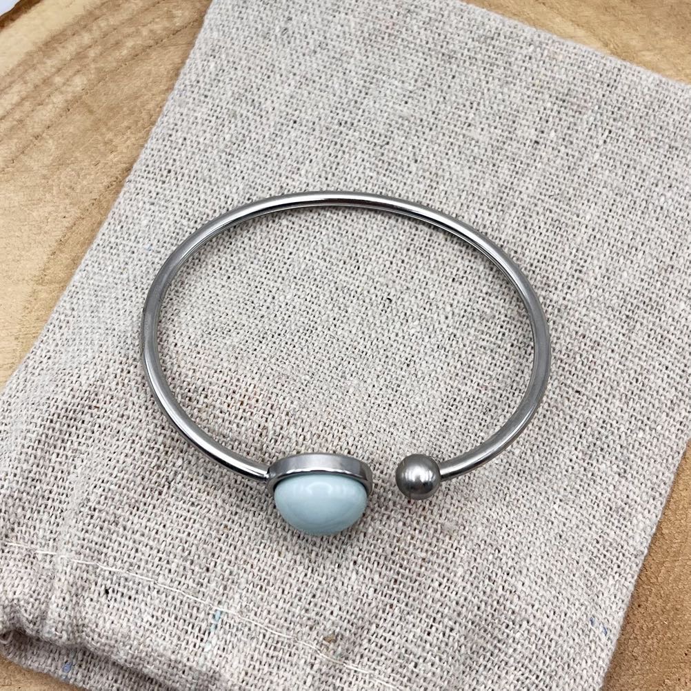 Bracelet jonc cabochon ajustable taille S/M "Cielo"