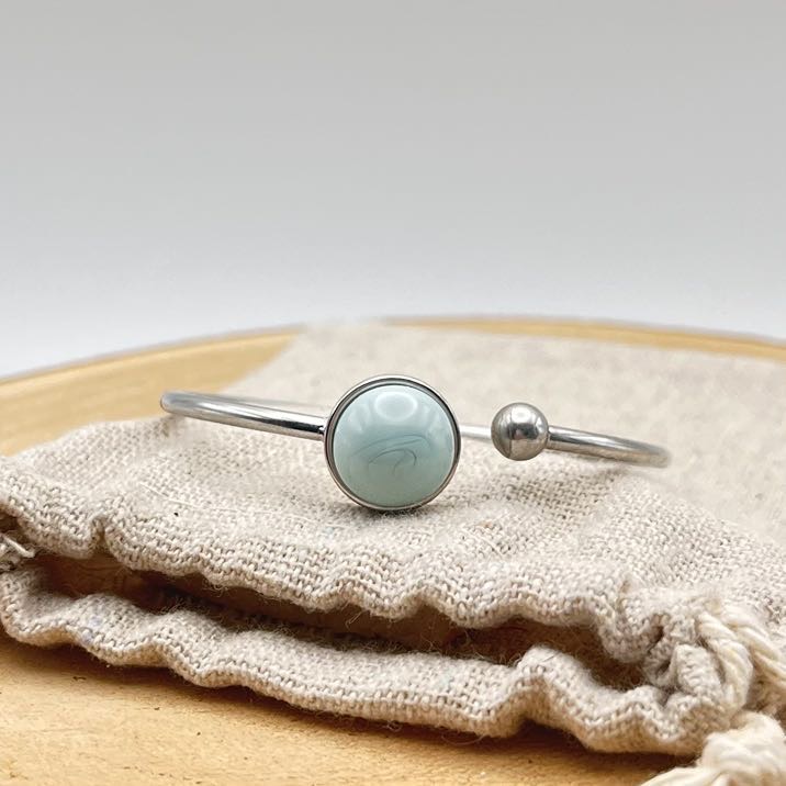 Bracelet jonc cabochon ajustable taille S/M "Cielo"