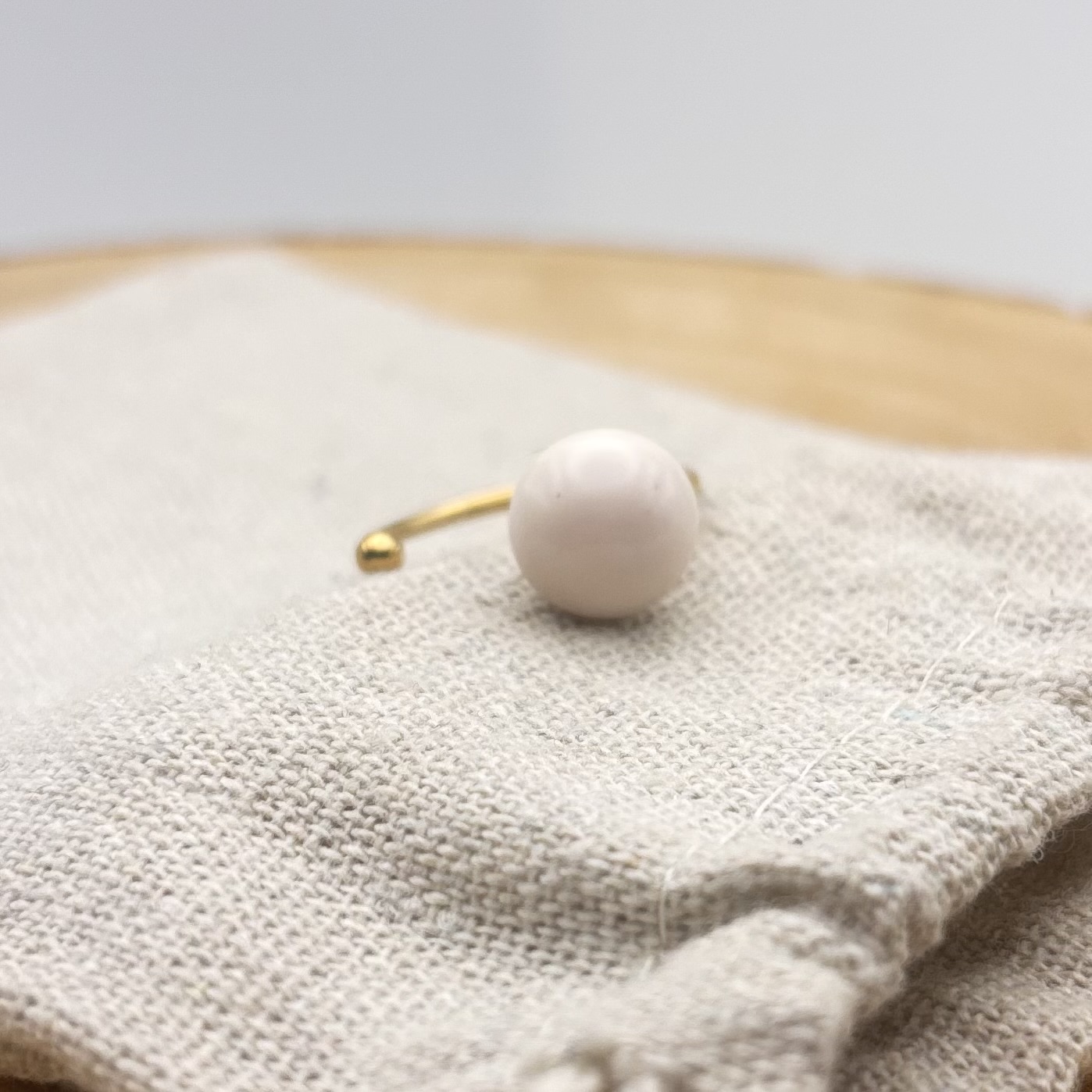 Bague décalée ajustable « Crème rosé »
