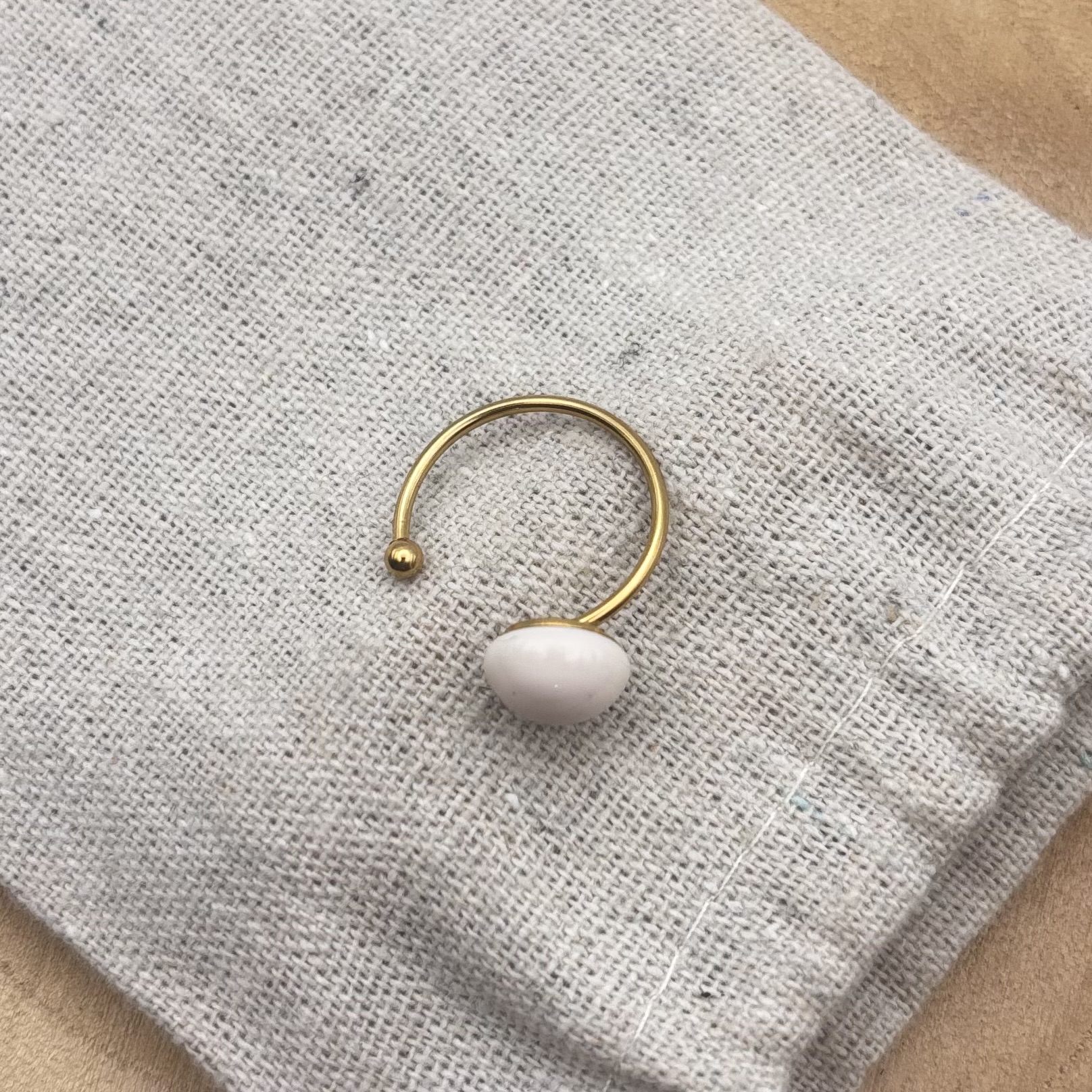 Bague décalée ajustable « Crème rosé »