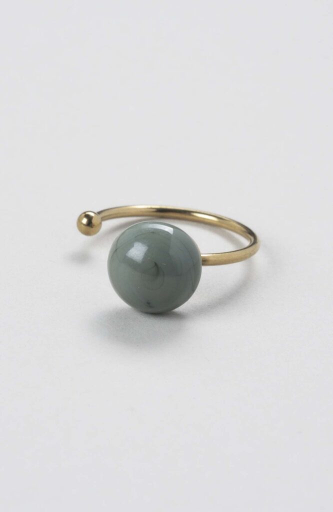 Bague décalée ajustable Kaki Uni