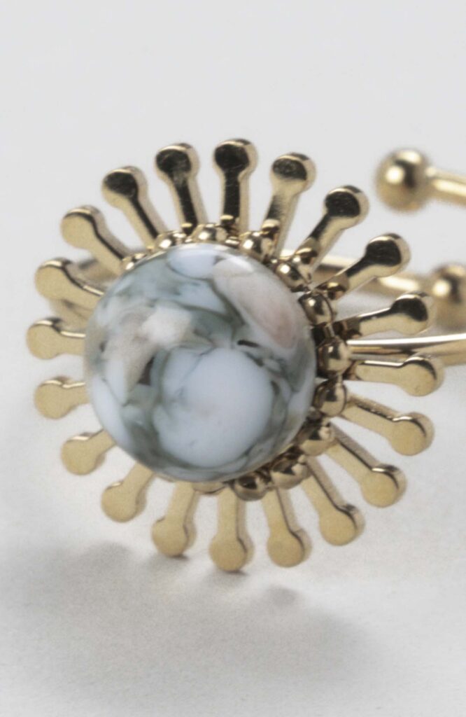 Bague fleur ajustable Kaki