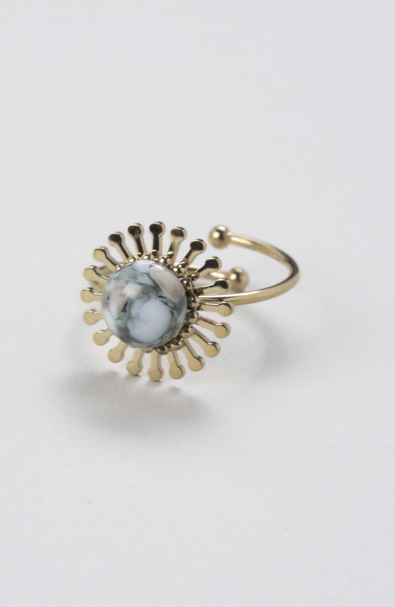 Bague fleur ajustable Kaki