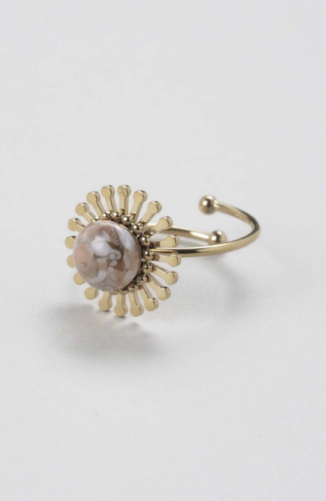 Bague fleur ajustable Nude
