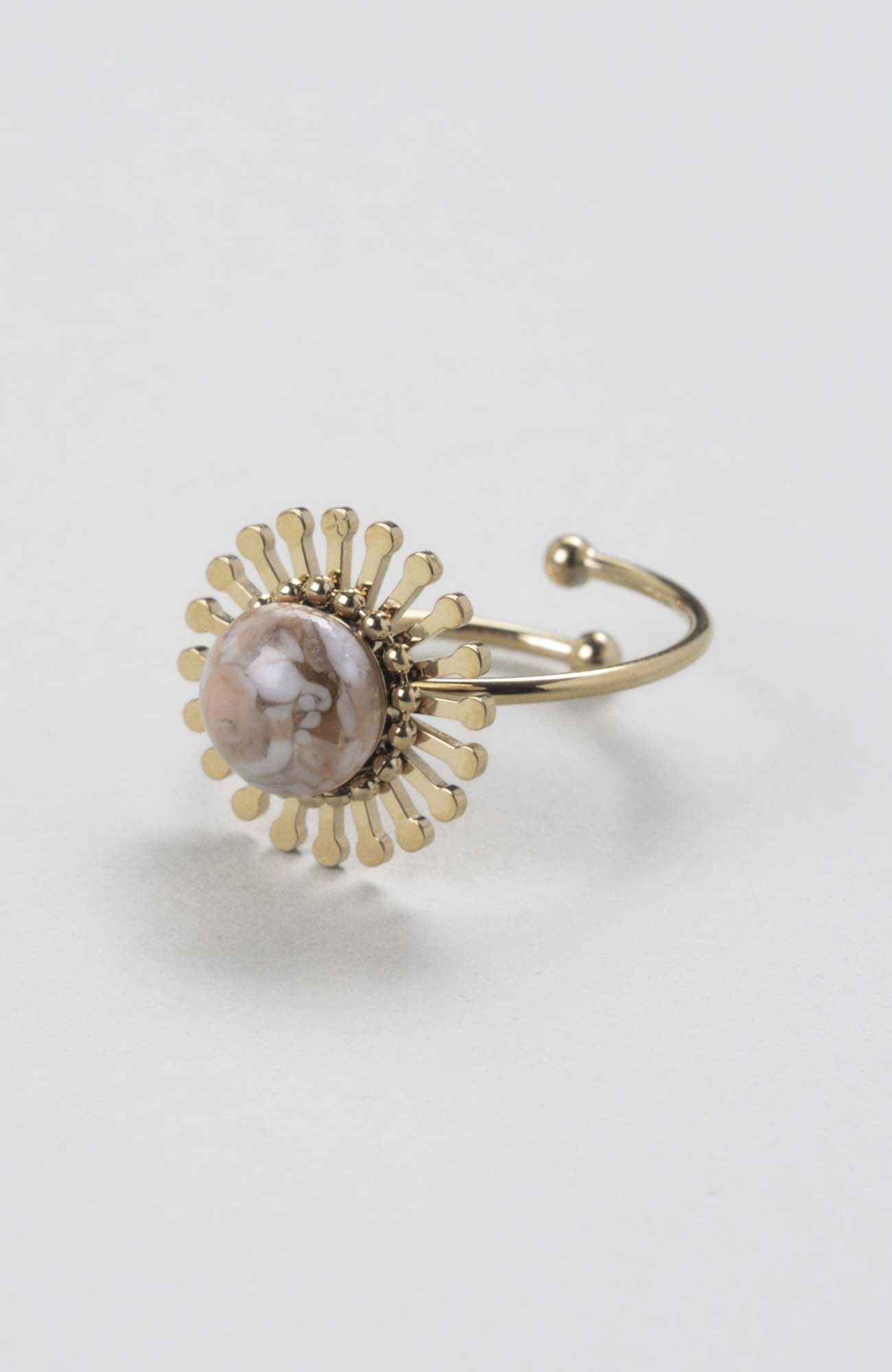Bague fleur ajustable Nude