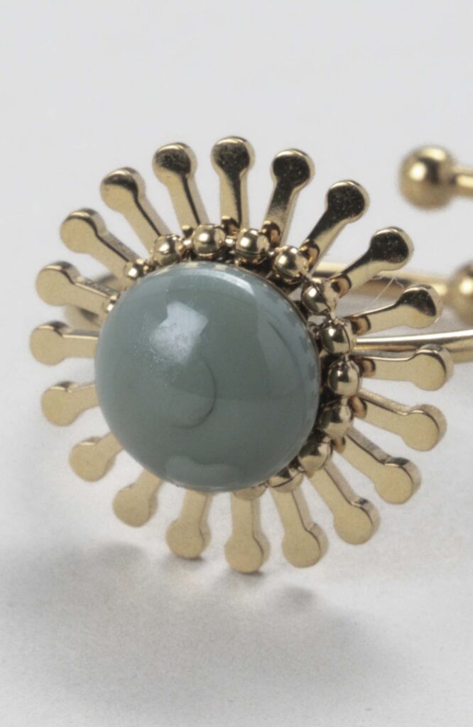 Bague fleur ajustable Kaki Uni