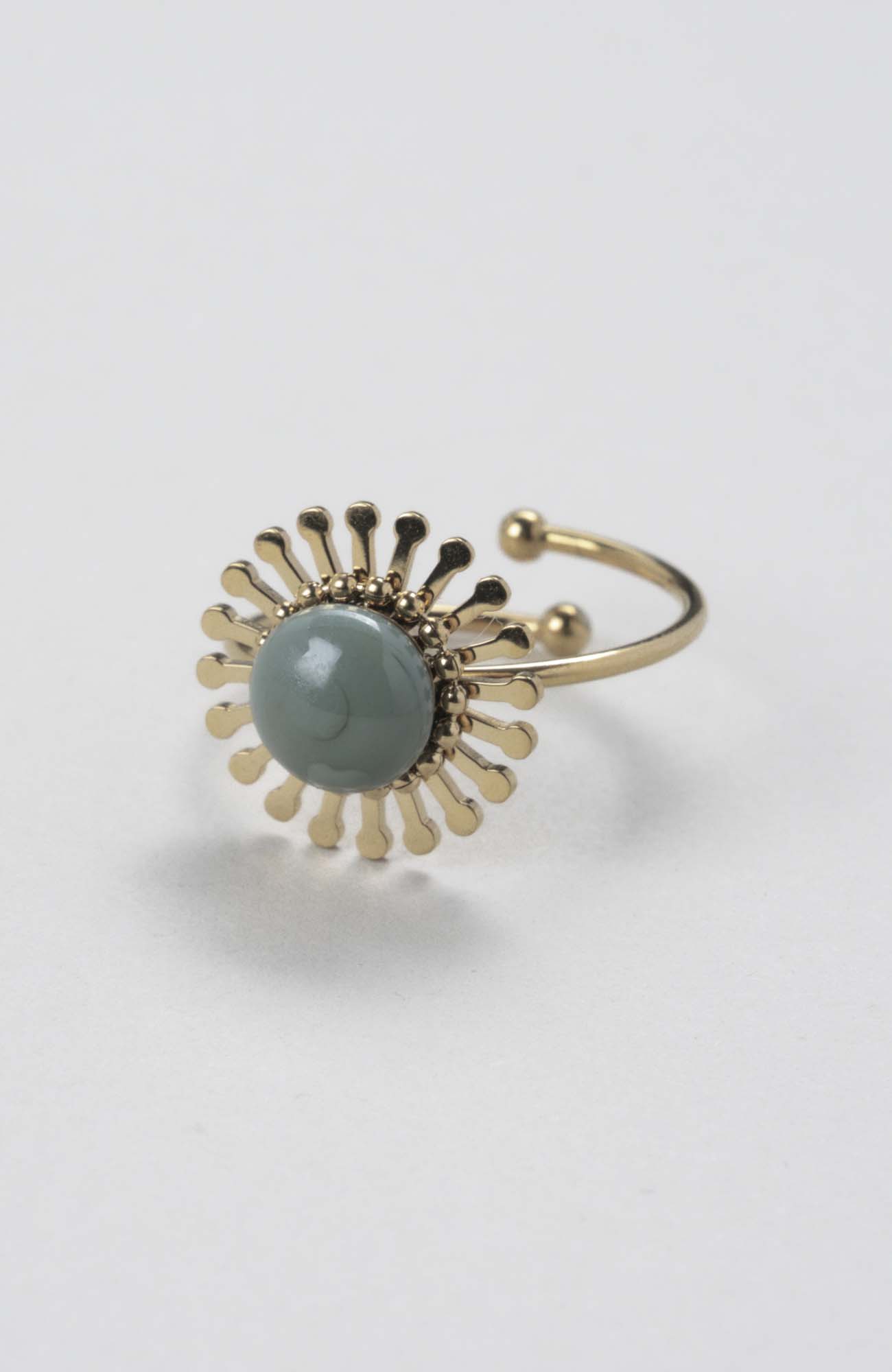 Bague fleur ajustable Kaki Uni