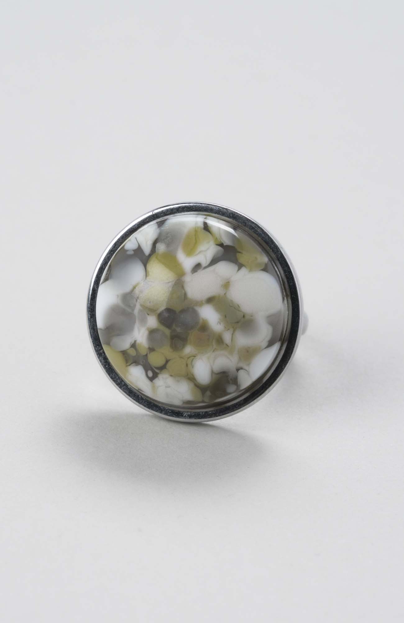Bague cabochon rond ajustable Anis