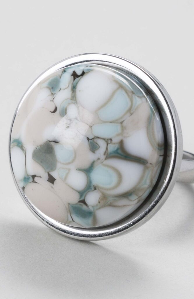 Bague cabochon rond ajustable Cielo