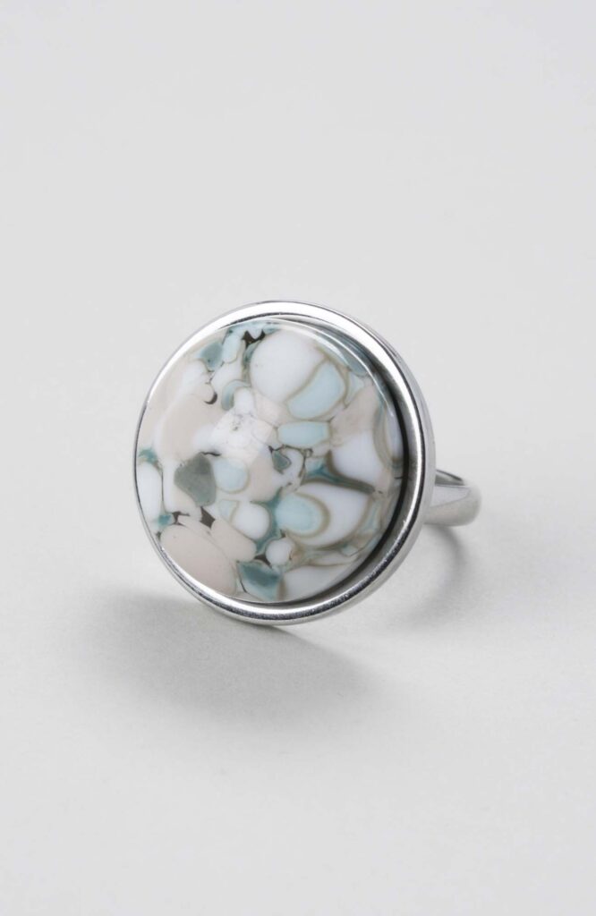 Bague cabochon rond ajustable Cielo