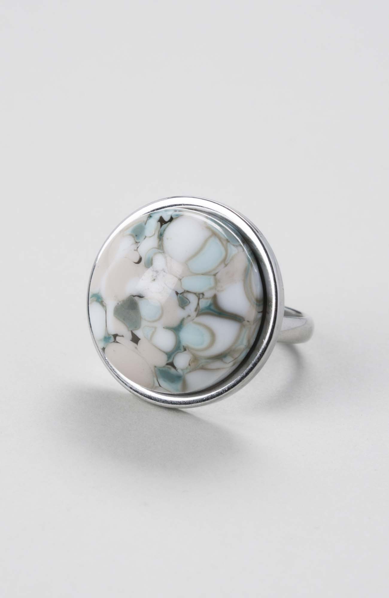 Bague cabochon rond ajustable Cielo