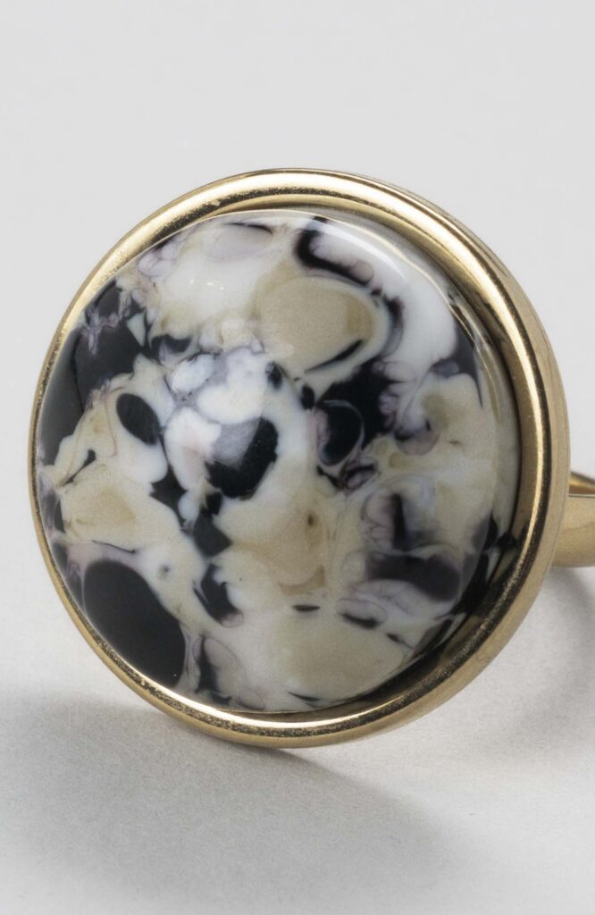 Bague cabochon rond ajustable Intense
