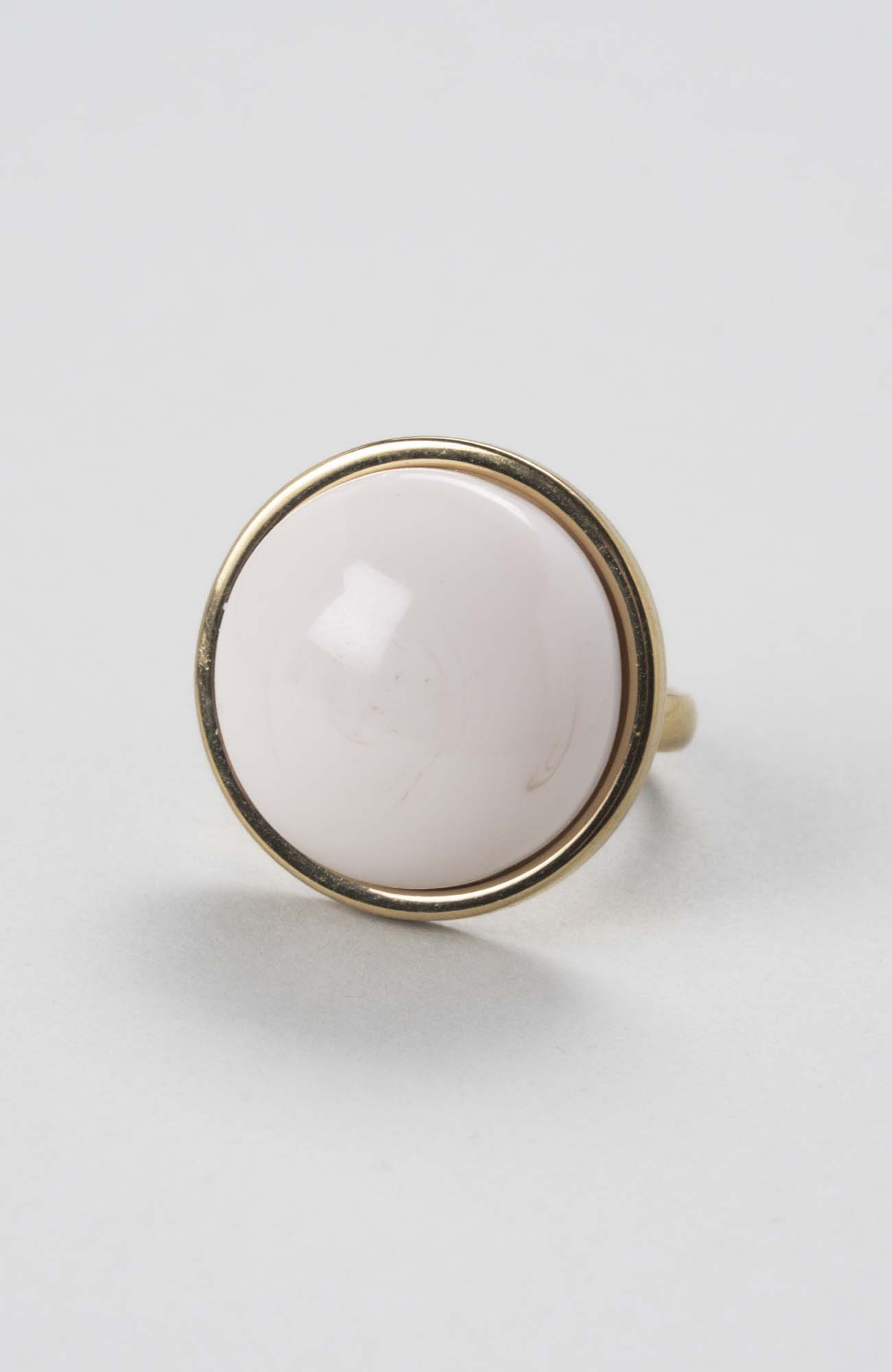 Bague cabochon rond ajustable Crème rosé