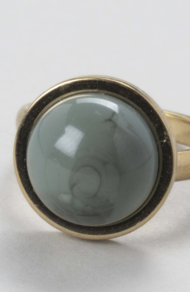 Bague petit cabochon ajustable Kaki Uni