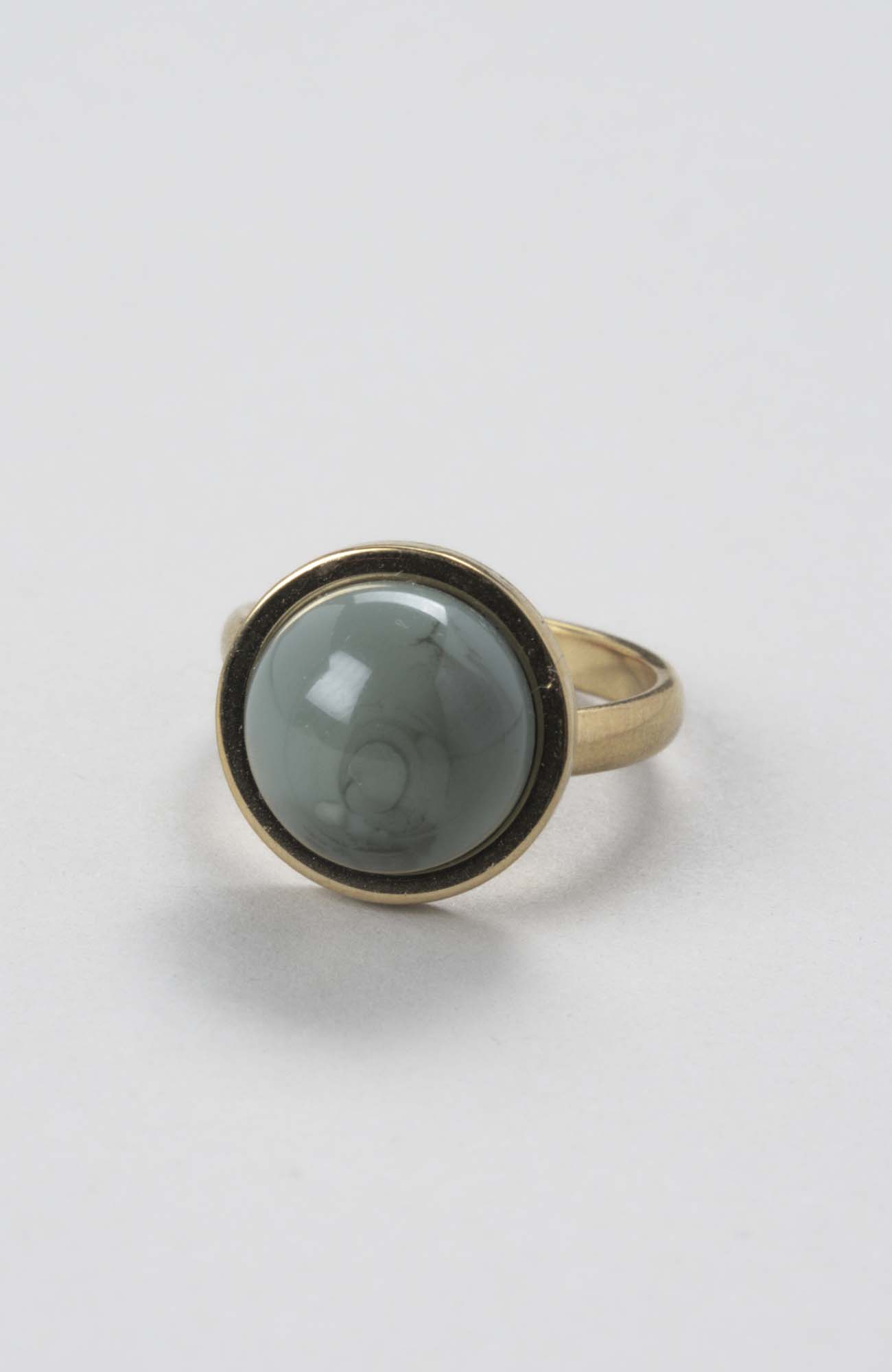 Bague petit cabochon ajustable Kaki Uni