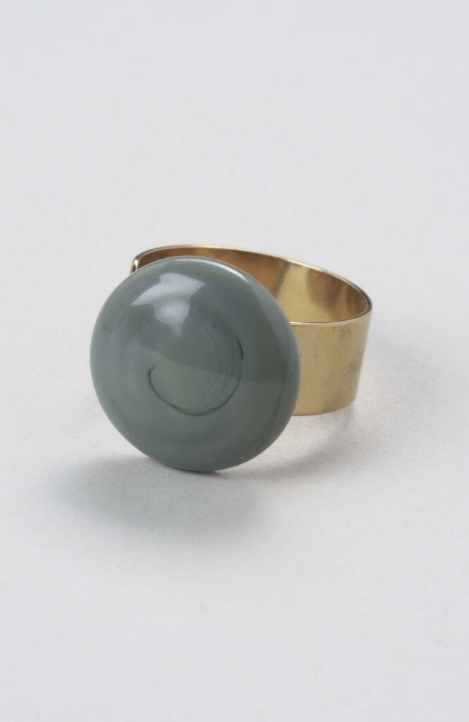 Bague plate ajustable Kaki Uni